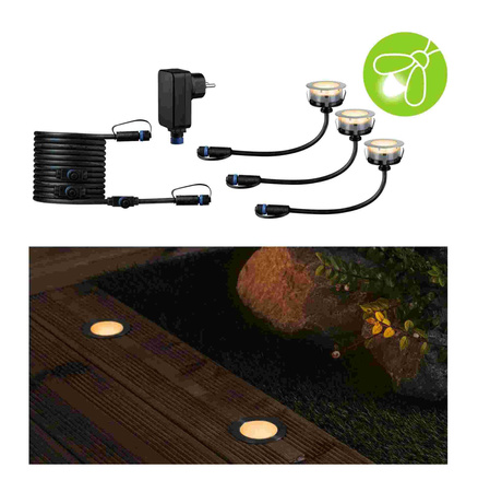 Oprawa wpuszczana Plug & Shine FLOOR zestaw 3x2W 2200K IP67 24V srebrny / stal nierdzewna (PL94722) - PAULMANN