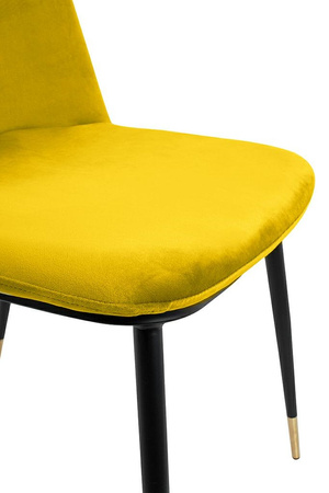 Krzesło DIEGO żółte - welur, podstawa czarno złota (KH1201100122.42) - King Home