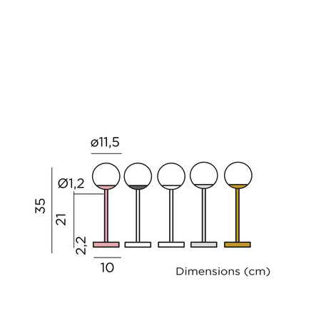 NEW GARDEN lampa stołowa NORAI SLIM 35 BATTERY rose gold (LUMNRS035RGWLNW) - New Garden