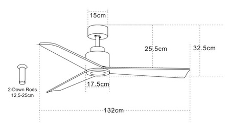 CEILING FAN WITHOUT LED BLACK MATT (19136-B Zambelis) - Zambelis