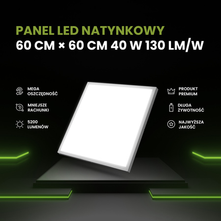 Panel LED natynkowy 60x60 40W biały PL-C05 130lmW 4000K barwa neutralna - Syntron