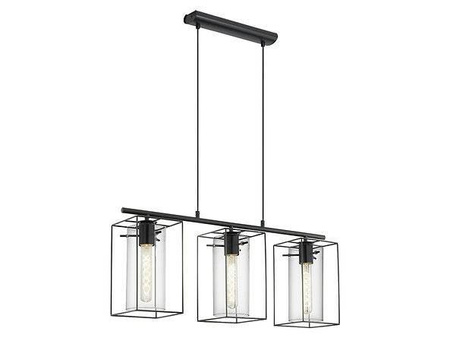 Lampa wisząca LONCINO 3 czarna/przezroczysta (49496 - Eglo) - żyrandol