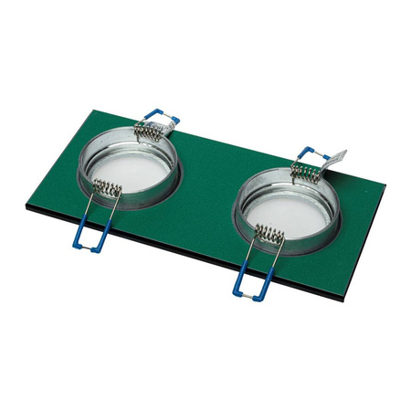 Oczko sufitowe szklane KWADRATOWE 2xGU10 Kolor: SREBNY (EKOS919) - Eko-Light