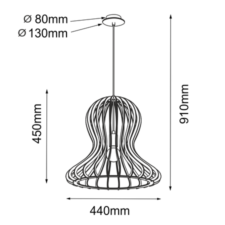 Lampa wisząca Octo - Czarna sklejka (440 mm)   (5020) - Amplex