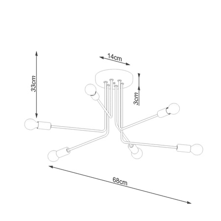 Żyrandol NORAH 6 czarny (SL.1452) - Sollux Lighting
