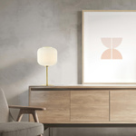 TABLE LAMP E27 MAX 40W GLASS MATERIAL WHITE & BRASS ON OFF SWITCH (20252 Zambelis) - Zambelis
