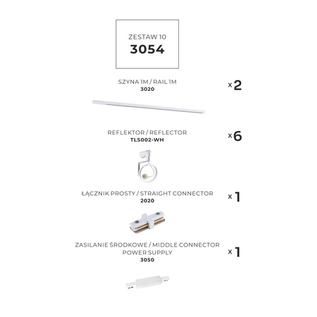 ZESTAW 10 SZYNOPRZEWODY WHITE JEDNOOBWODOWY (3054) - Zuma Line