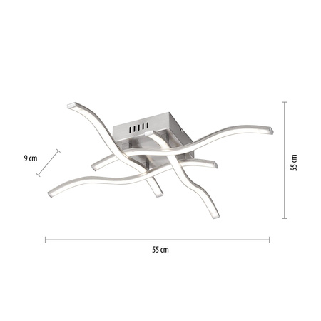 WAVE LAMPA SUFITOWA STALOWY (15131-55) - Paul Neuhaus