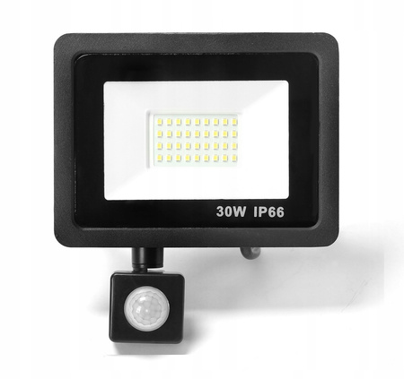 Naświetlacz LED 30W z czujnikiem ruchu barwa biała neutralna - Syntron