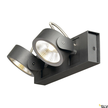 KALU, lampa ścienna i sufitowa, dwupunktowa, LED, 3000K, czarna, 60° (1000129) - SLV