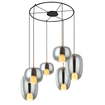 PENDANT LIGHT 6XG9 SMOKED GLASS -GOLD MATT (22147 Zambelis) - Zambelis