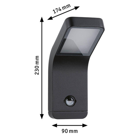 Oprawa elewacyjna KULMA LED 7.5W 520lm 500mm 3000K czujnik ruchu+zmierzchu IP44 odporna na wodę morską 230V antracyt aluminium (PL94745) - PAULMANN