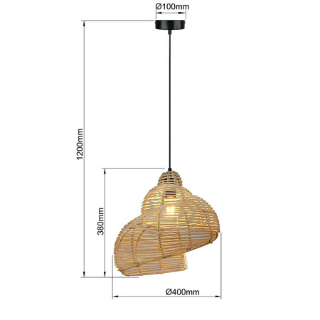 Ratanowa lampa wisząca Shella 40 cm jasne drewno 1xE27 (LP-1806/1P 40cm) - Light Prestige