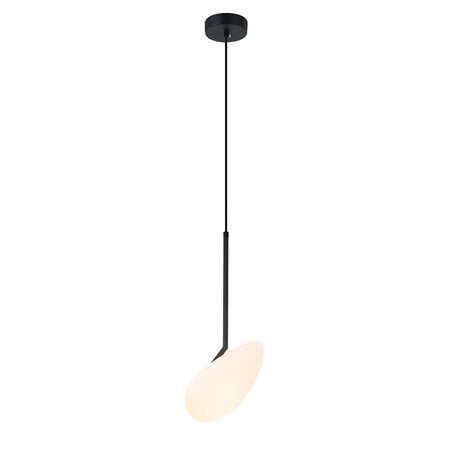 LED PENDANT LIGHT 5W 3000K MATT OPAL WHITE GLASS & BLACK METAL (20254 Zambelis) - Zambelis