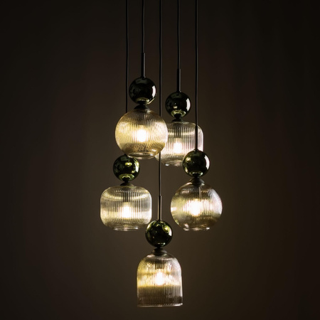 SOPHIA GREEN COGNAC LAMPA WISZĄCA 5XE14 (11149) - TK Lighting