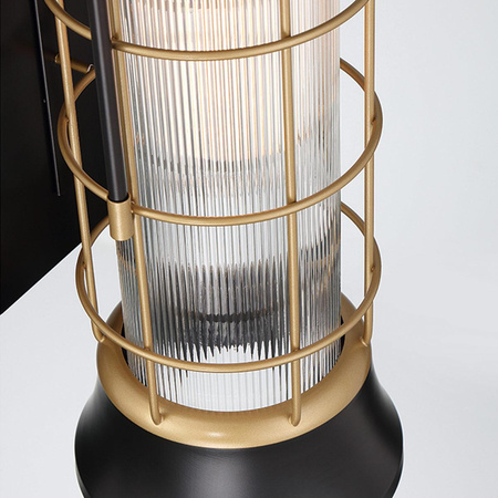 Średnia latarnia naścienna Rivamar - 1 źródło światła - Brązowo-złota (QN-RIVAMAR-M-BLK-GD) - Quintiesse