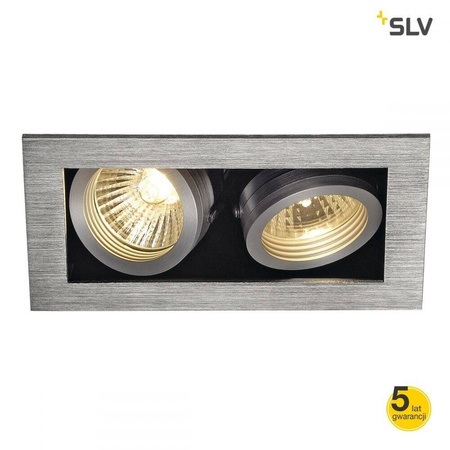 Nowoczesna lampa wpuszczana KADUX 2 GU10 kwadratowa, alu, max. 2x50W