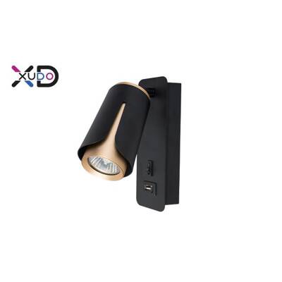 Kinkiet do czytania z ładowaniem USB czarny+złoty (XD-IK270B) - Xudo