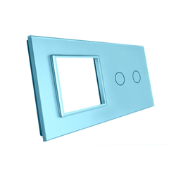 Podwójna niebieska ramka szklana z miejscem włącznika dotykowego (702G-69) LIVOLO