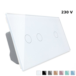 Podwójny dotykowy panel szklany w kolorze Białym 2+1 (VL-C7012-61) LIVOLO
