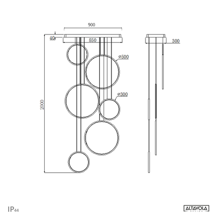 Altavola Design: Lampa wisząca Ledowe Okręgi No. 8 - 90 cm in 3k biała_ściemnialna (LA076/P_90_in_3k_white_dimm) - ALTAVOLA DESIGN