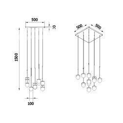 COTTON wisząca max.13x1,9W, G9, 230V, srebrny aluminiowy (mat struktura) RAL 9006 (DM101/Z/HF3/101) - Cleoni