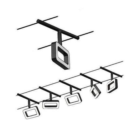 Corduo System linkowy DC Frame 5x4,8W Cz mat /Chrom 230V/12V DC 60VA twszt 3000K (PL94485) - Paulmann