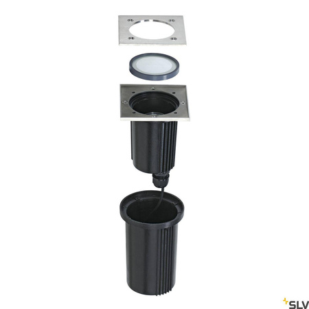 DASAR EXACT 116, lampa podłogowa wpuszczana outdoor, QPAR51, IP67, kwadratowa, stal nierdzewna 316, maks. 35W (228434) - SLV