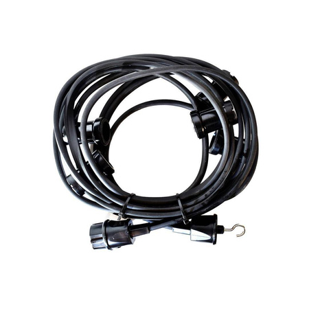 GIRLANDA PROFESJONALNA IP44 CZARNA 10M + HAK KOŃCOWY (EKO1601) - Eko-Light