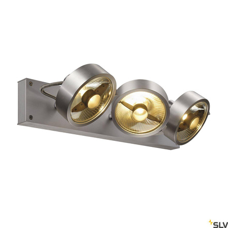 KALU, lampa ścienna i sufitowa, trzypunktowa, QPAR111, okrągła, szczotkowane aluminium, maks. 225 W (147326) - SLV