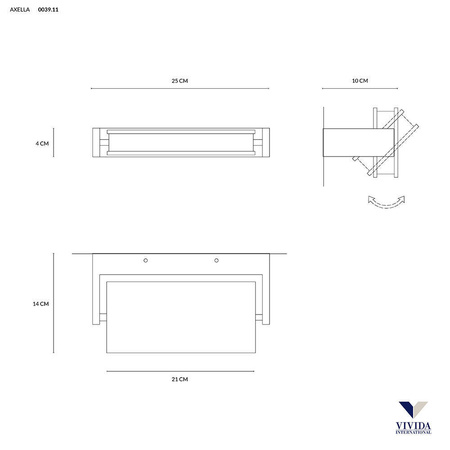 Kinkiet AXELLA Kol. Czarny 3000K, 25 cm (0039.11.NE W) - Vivida
