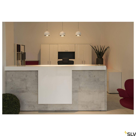LIGHT EYE, lampa wisząca do szyny wysokonapięciowej 1-fazowej, QPAR111, kolor biały/chrom, maks. 75W, z adapterem 1-fazowym (143621) - SLV