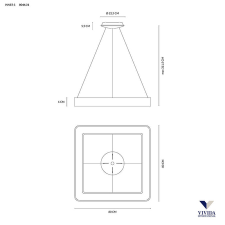 Lampa Wisząca INNER 80 cm (0044.31.SA) - Vivida