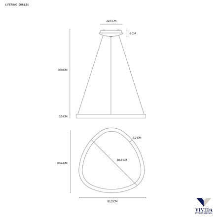 Lampa Wisząca LIFERING Kol. Beżowy, Ø 81 cm (0083.31.SA) - Vivida