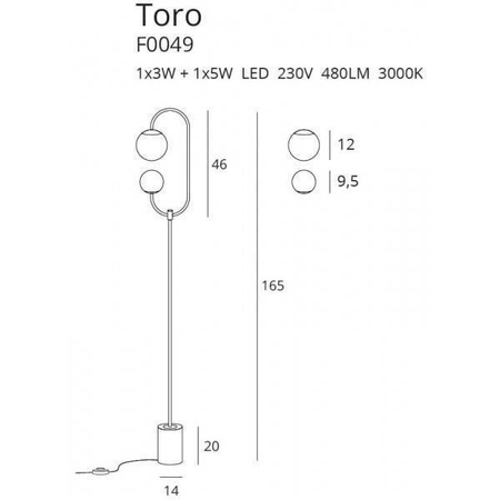 Lampa podłogowa TORO (F0049) - MAXlight