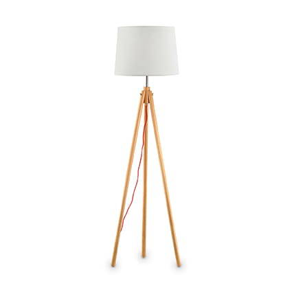 Lampa podłogowa YORK PT1 kol. biały / drewniany (089805) Ideal Lux