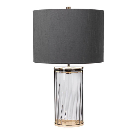Lampa stołowa Reno - 1 źródło światła - Dymione szkło/ Polerowany nikiel (QN-RENO-SMOKE-PN) - Quintiesse