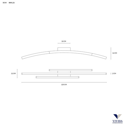 Lampa sufitowa lub kinkiet BOW 120 cm, Kol. Czarny (0041.21.NE) - Vivida