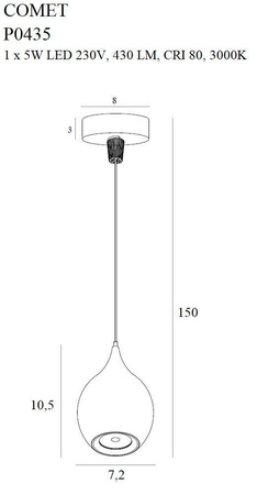 Lampa wisząca COMET DROP (P0435) - Maxlight