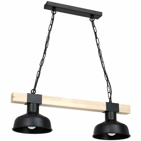 Lampa wisząca FARO CZARNA / NATURALNE DREWNO 2xE27 60W (MLP7456) - Milagro