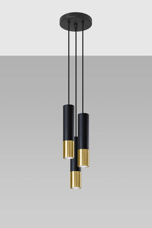 Lampa wisząca LOOPEZ 3P czarny/złoty (SL.0955) - Sollux