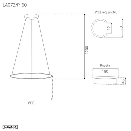 Lampa wisząca Ledowe Okręgi No.1 Φ60 cm in 3k różowo złota ściemnialna Altavola Design (LA073/P_60_in_3k_rose_gold_dimm) - ALTAVOLA DESIGN