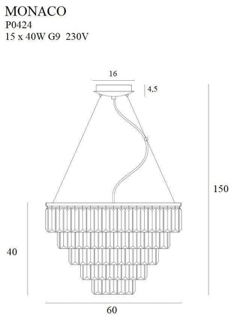 Lampa wisząca Monacoota ø 60 cm (P0424) - Maxlight