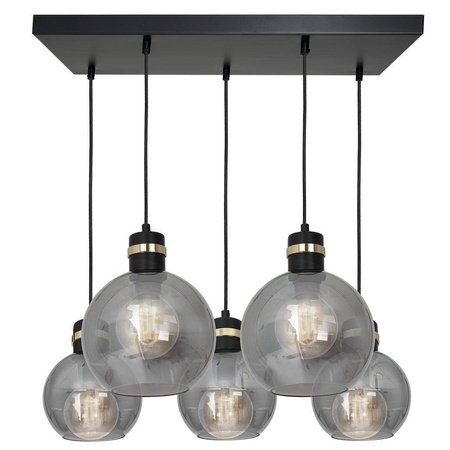Lampa wisząca OMEGA BLACK / GOLD 5xE27 Prostokąt (MLP6535) - Eko-Light