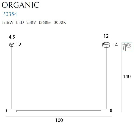 Lampa wisząca ORGANIC HORIZON 100 cm (P0354) - Maxlight