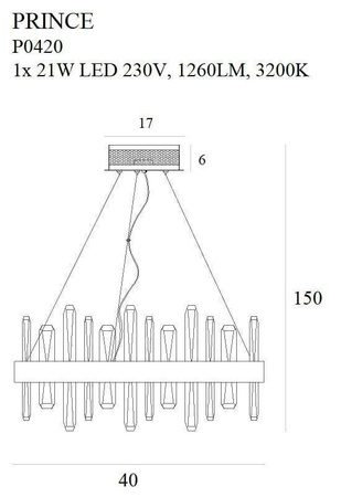 Lampa wisząca Prince ø 40 cm (P0420) - Maxlight