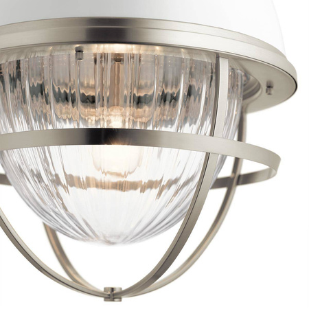 Lampa wisząca Tollis - 1 źródło światła - Białe/ Szczotkowany nikiel (QN-TOLLIS-P-BN) - Quintiesse