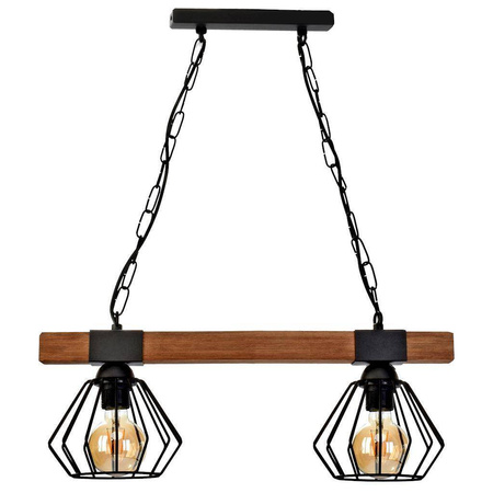 Lampa wisząca ULF BLACK / WOOD 2xE27 60W (MLP6192) - Eko-Light