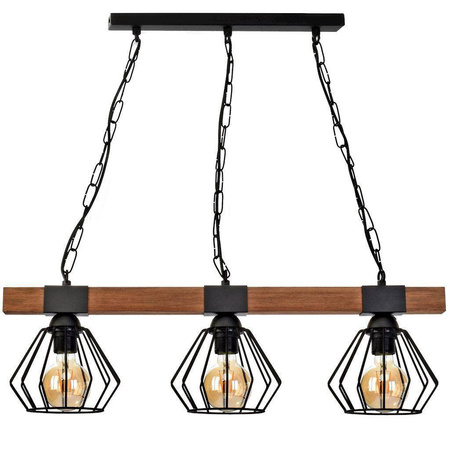 Lampa wisząca ULF BLACK / WOOD 3xE27 60W (MLP6193) - Eko-Light