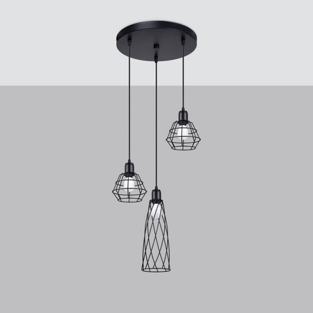 Lampa wisząca na plafonie SUBA 3P czarna (SL.1166) - Sollux Lighting